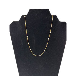 EVRY Gold Tone & White Pearl Station Necklace One Size